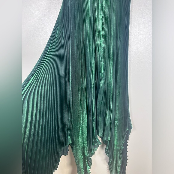 New NWT L'IDÉE Pleated Green Maxi Papillon Skirt in Pine Shimmer - Picture 3 of 17
